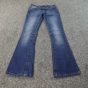 Amethyst Jeans Womens 5 Dark Blue Denim Low Rise Flare Boot Stretch Western Y2K